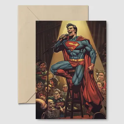Superman Superhero Stand Up Comedy Stage Art