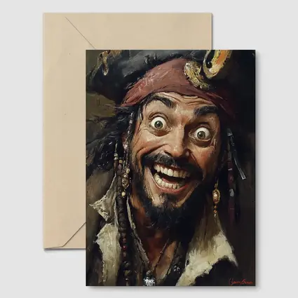 Crazy Pirate Portrait Oil Painting Art