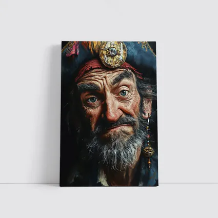 Old Pirate Portrait Dark Oil Painting Art