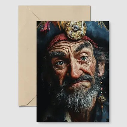 Old Pirate Portrait Dark Oil Painting Art