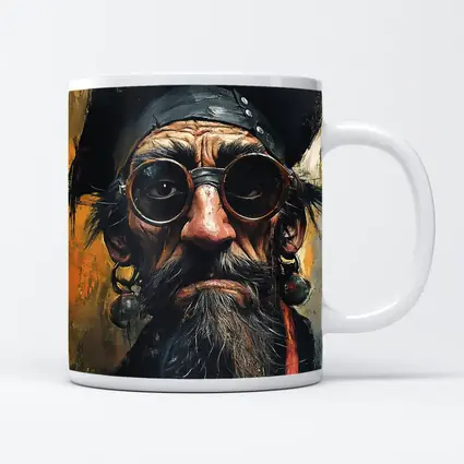 Old Pirate Portrait Oil Painting Golden Background