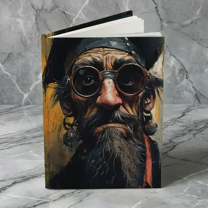 Old Pirate Portrait Oil Painting Golden Background