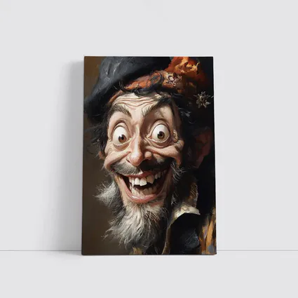 Expressive Old Man Caricature Portrait Painting