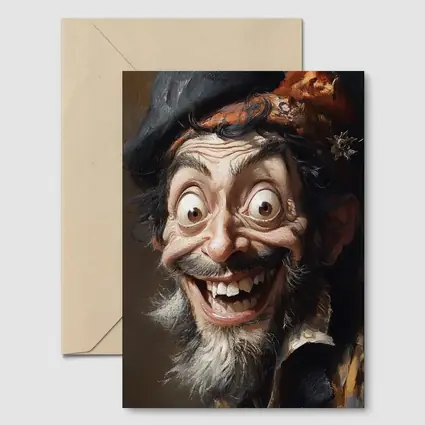 Expressive Old Man Caricature Portrait Painting