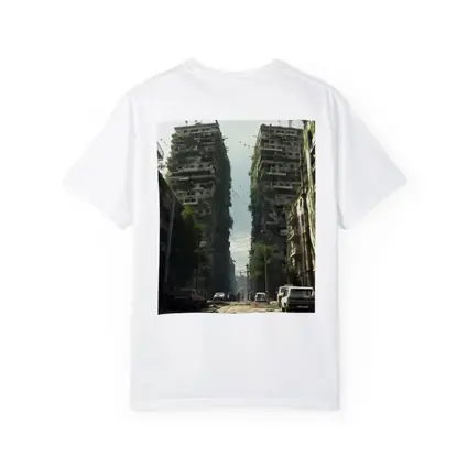 Abandoned City Street Overgrown Buildings Post Apocalyptic