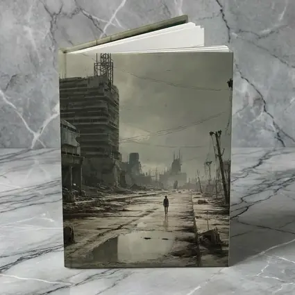 Lone Figure Walking Through Desolate Abandoned City