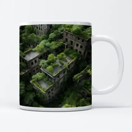 Abandoned City Ruins Overgrown With Dense Forest