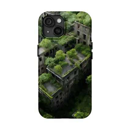 Abandoned City Ruins Overgrown With Dense Forest