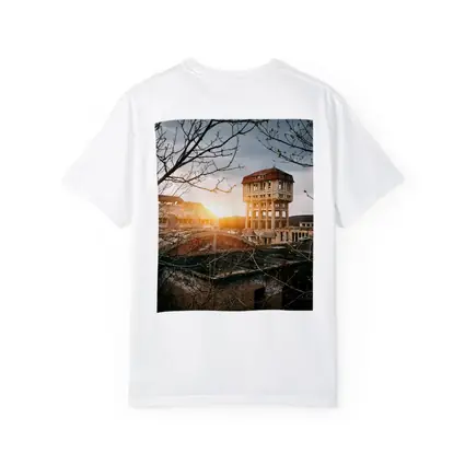Abandoned Building Ruins At Golden Sunset