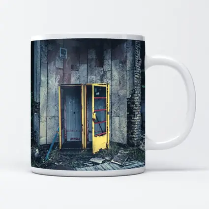 Abandoned Yellow Phone Booth Overgrown Ruins