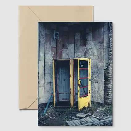 Abandoned Yellow Phone Booth Overgrown Ruins