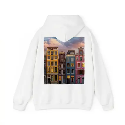 Amsterdam Canal Houses Colorful Sunset Sky