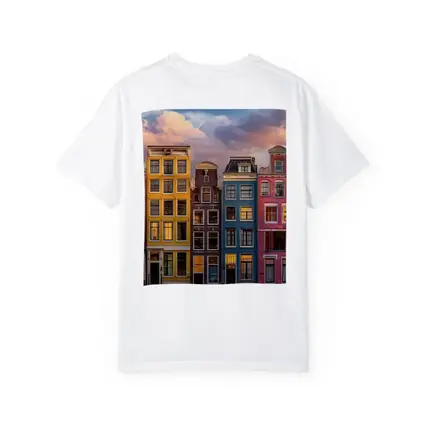 Amsterdam Canal Houses Colorful Sunset Sky