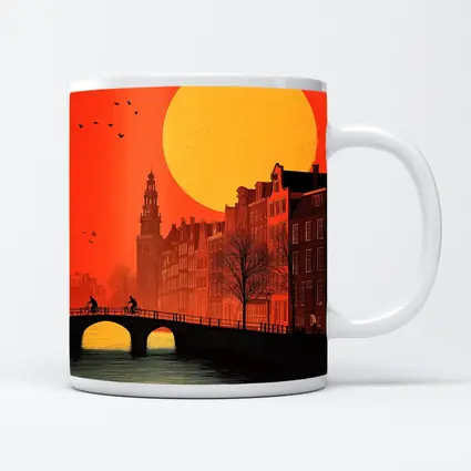 Amsterdam Canal Sunset Retro Minimal Art