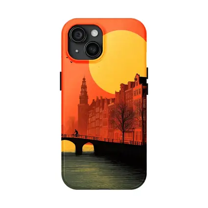 Amsterdam Canal Sunset Retro Minimal Art