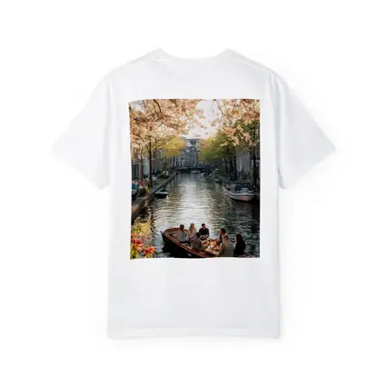 Amsterdam Canal Boat Spring Cherry Blossoms