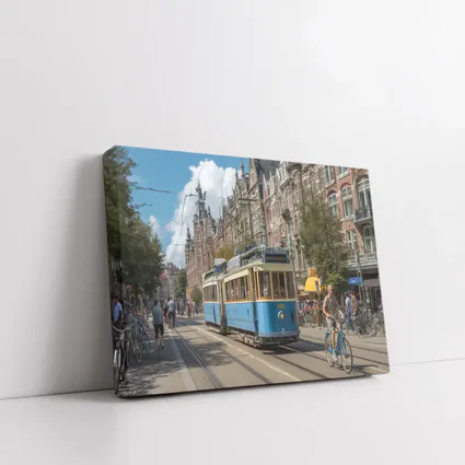 Blue Tram Amsterdam Street Classic Architecture