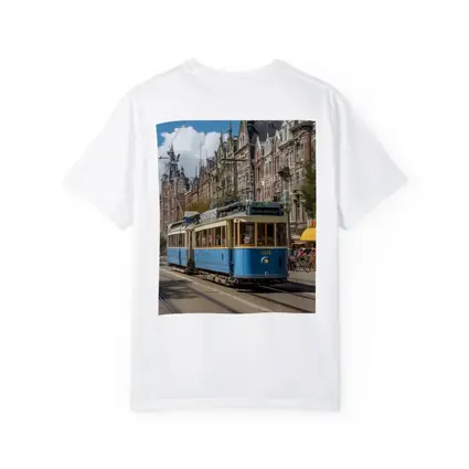 Blue Tram Amsterdam Street Classic Architecture
