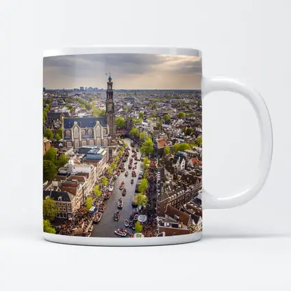 Amsterdam Canal Aerial View Westerkerk City