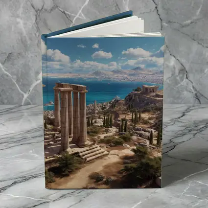 Ancient Greek Ruins Overlooking Blue Sea