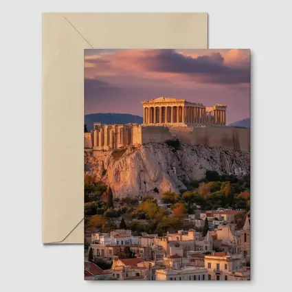 Acropolis Parthenon Athens City Sunset View