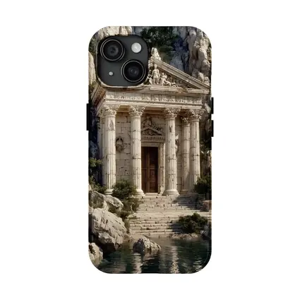 Ancient Greek Temple by Rocky Coastal Waters
