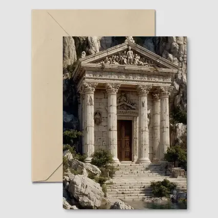 Ancient Greek Temple by Rocky Coastal Waters