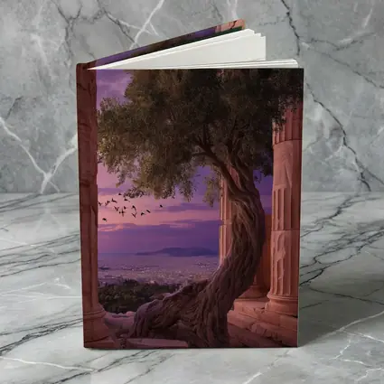 Ancient Greek Temple Olive Tree Purple Sky