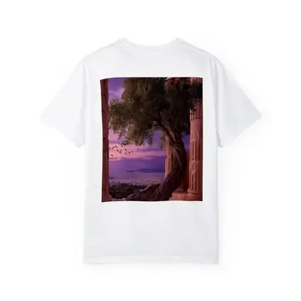 Ancient Greek Temple Olive Tree Purple Sky