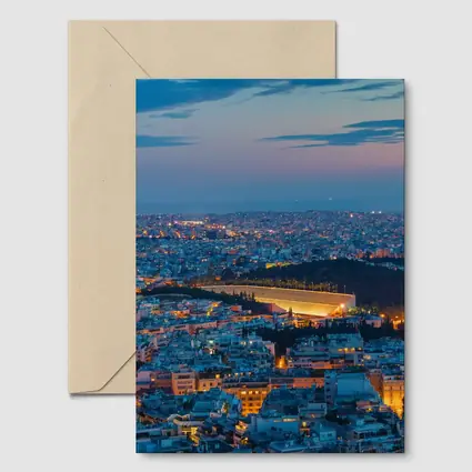 Athens Greece City Lights At Night