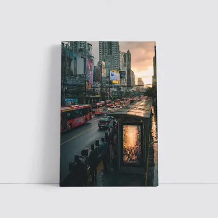 Bangkok Street Traffic Skyline Sunset City