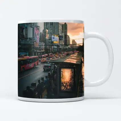 Bangkok Street Traffic Skyline Sunset City