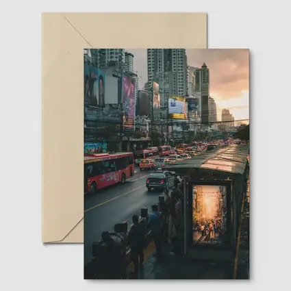 Bangkok Street Traffic Skyline Sunset City