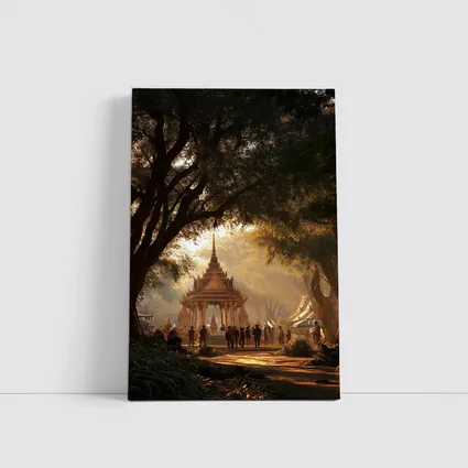 Thai Temple Golden Light Forest Path