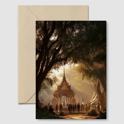 Thai Temple Golden Light Forest Path