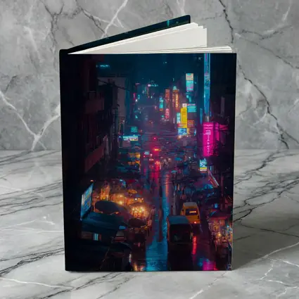 Neon Rainy City Street Night Scene