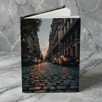 Paris Cobblestone Street At Dusk