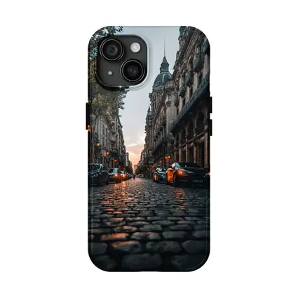 Paris Cobblestone Street At Dusk
