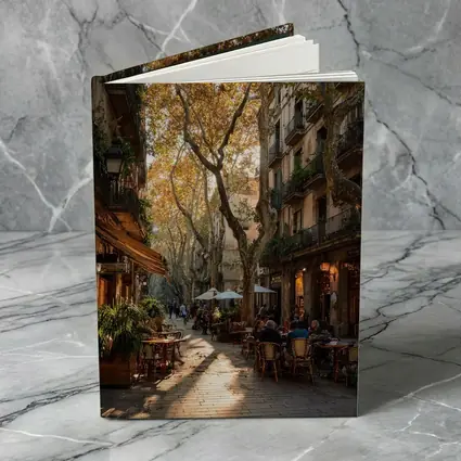 Barcelona Old Town Street Cafe Autumn