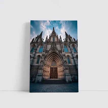 Barcelona Cathedral Gothic Facade Cloudy Sky