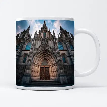 Barcelona Cathedral Gothic Facade Cloudy Sky