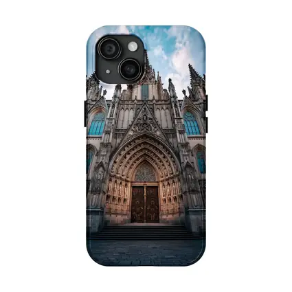 Barcelona Cathedral Gothic Facade Cloudy Sky