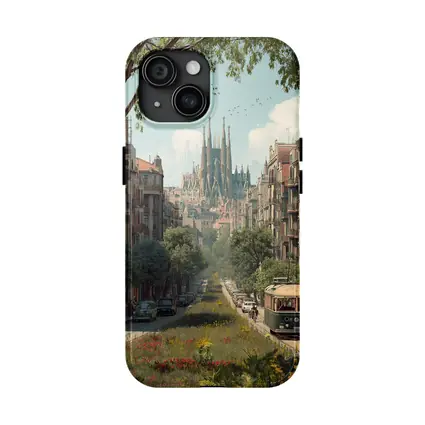 Barcelona Street Sagrada Familia Tram View