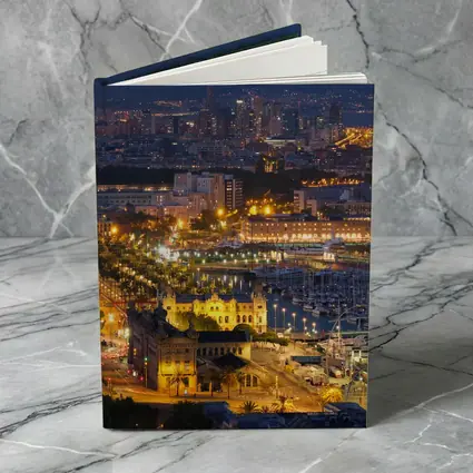 Barcelona City Skyline Glowing at Night