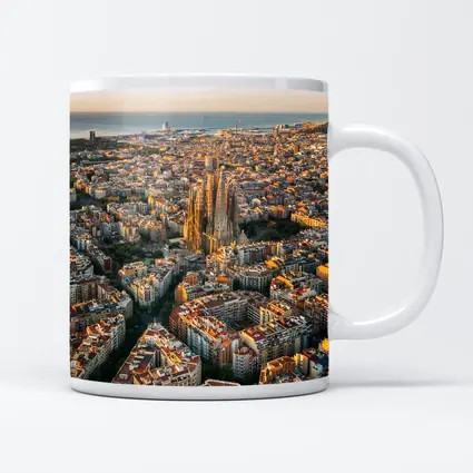 Barcelona Aerial View Sagrada Familia Cityscape