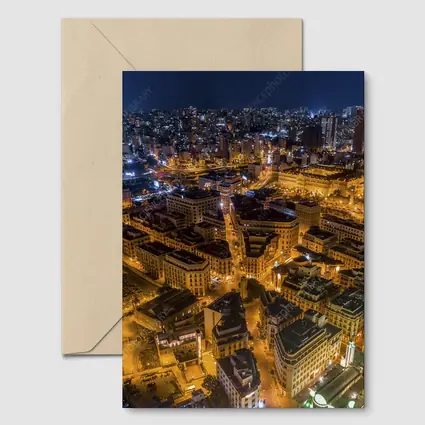 Beirut Lebanon City Aerial Night View