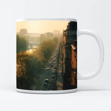 Berlin Boulevard Misty Morning Golden Light