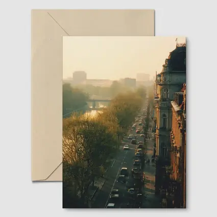 Berlin Boulevard Misty Morning Golden Light
