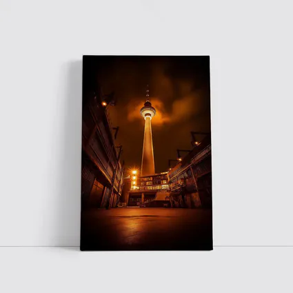 Berlin TV Tower Glowing Night Urban Scene
