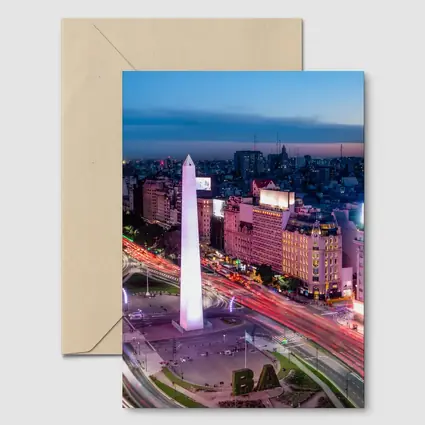 Buenos Aires Obelisk City Night Aerial View